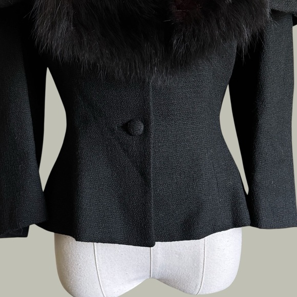 vintage Lilli Ann black wool jacket with fur trim size small - Picture 4 of 12